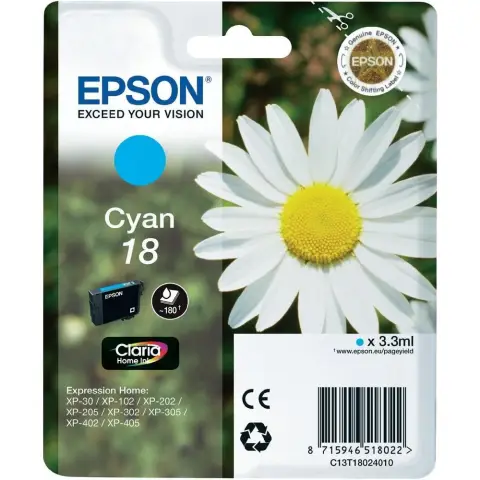 Epson T1802 - Tusz cyan do Epson XP-30, XP-33, XP-100, XP-102, XP-200, XP-202 ...